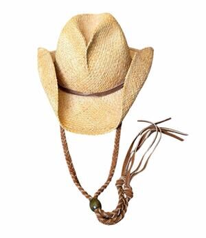Dorfman Pacific Raffia Cowboy Hat Natural Straw Western Wide Brim L XL